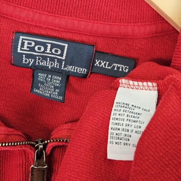 Polo By Ralph Lauren Sweater Pony Red 1/4 Zip Pullover Long Sleeve Mens Size XXL - Picture 9 of 10